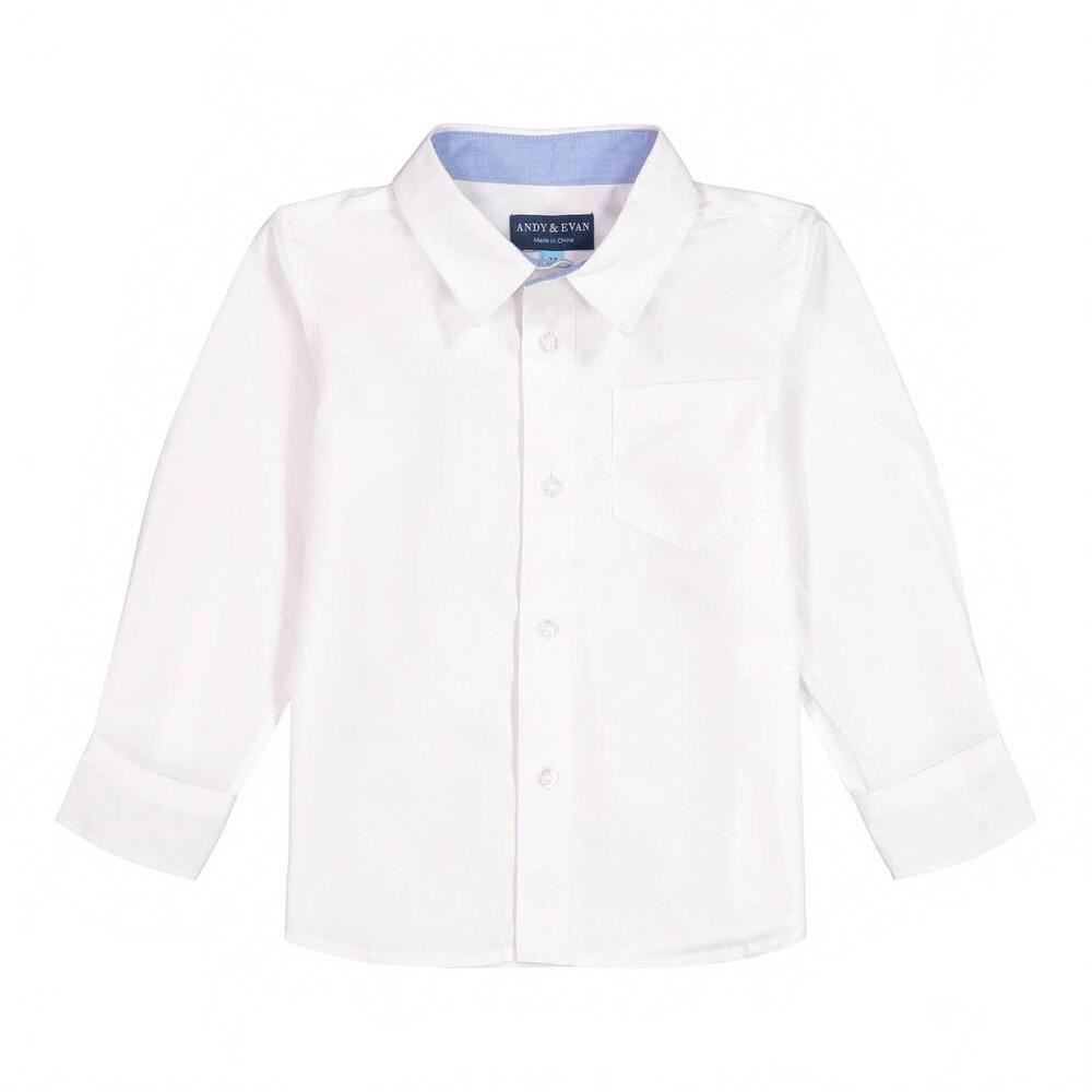 NEW ANDY & EVAN boy's poplin button-down dress shirt in white